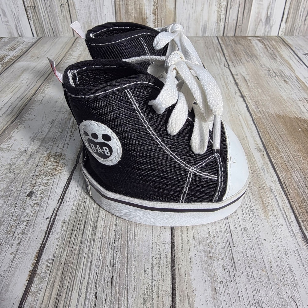Build-A-Bear Workshop Black Canvas High Top Sneakers Plush Toy Shoes B-A-B Logo - Picture 6 of 6